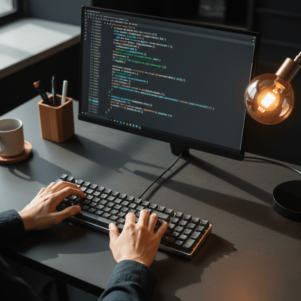 Developer working on website design and code integration